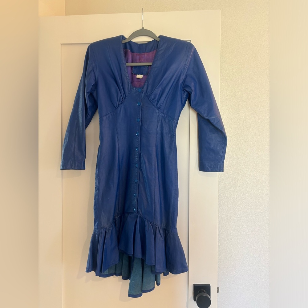 Vintage Rafael Blue Genuine Leather Dress